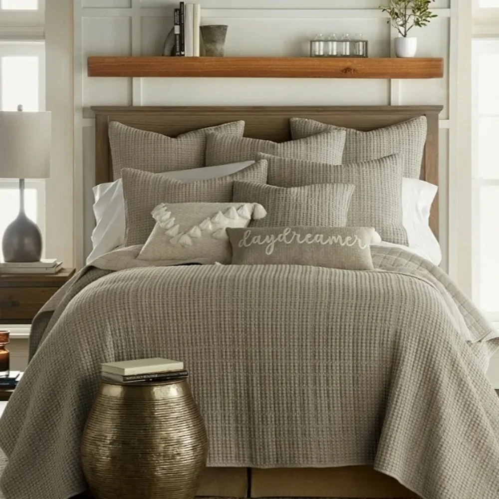 Levtex Home Taupe Waffle Quilt Set